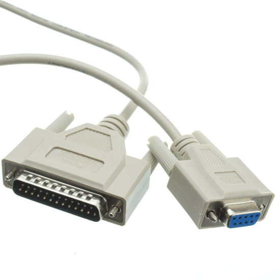 Picture of Null Modem Cable, DB9 Female to DB25 Male Serial Cable, UL Rated, 8 Conductor, Beige, DB9 Female to DB25 Male Serial Null Modem Cable, 25 Feet, CableWholesale