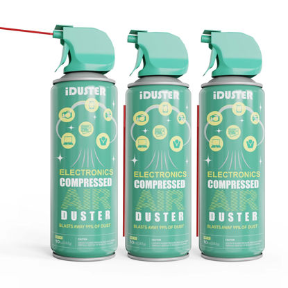 Picture of iDuster Compressed Gas Duster Disposable, Computer and Keyboard Cleaner, 3 Packs