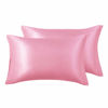 Picture of Love's cabin Silk Satin Pillowcase for Hair and Skin (Pink, 20x30 inches) Slip Pillow Cases Queen Size Set of 2 - Satin Cooling Pillow Covers with Envelope Closure