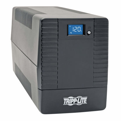 Picture of Tripp Lite 700VA UPS Battery Backup Surge Protector, Line Interactive UPS, Avr, 6 NEMA 5-15R Outlets, NEMA 5-15P Plug, 120V UPS, USB, Tower (OMNI700LCDT) Black