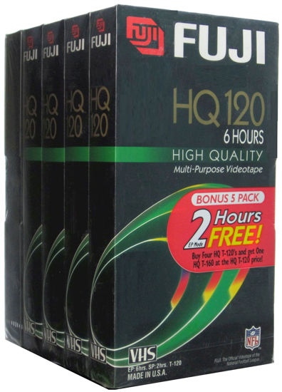 Picture of Fuji VHS Videocassettes, Bonus 5 Pack (4 HQ 120 and 1 HQ 160)