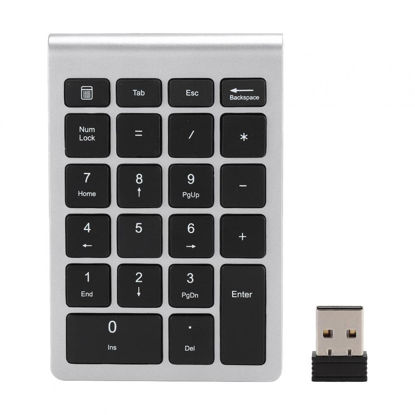Picture of ASHATA Numeric Keypad,22 Keys Numeric Keypad USB 2.4G Wireless Mini Ergonomic Keyboard with Receiver,Support for Android, for Windows, for Mac OS Systems.(Silver Black)