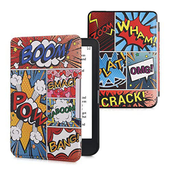 Picture of kwmobile Case Compatible with Kobo Clara HD - Case PU Cover w/Strap - Comic Book Symbols Multicolor