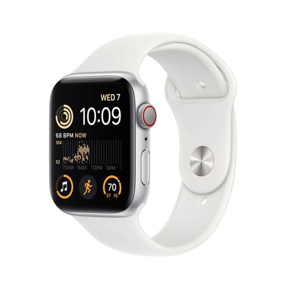 Picture of Apple Watch SE (2nd Gen) (GPS + Cellular 44MM) Silver Aluminum Case with White Sport Band (Renewed)