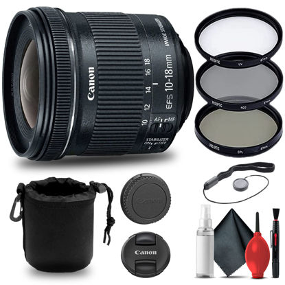 Picture of Canon EF-S 10-18mm f/4.5-5.6 is STM Lens (9519B002), Filter Kit, Lens Pouch, Cap Keeper, Cleaning Kit