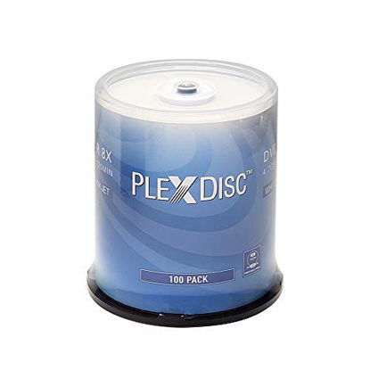 Picture of PlexDisc DVD-R 4.7GB 8X White Inkjet Hub Printable Disc - 100pk Spindle (FFB) 637-215-BX