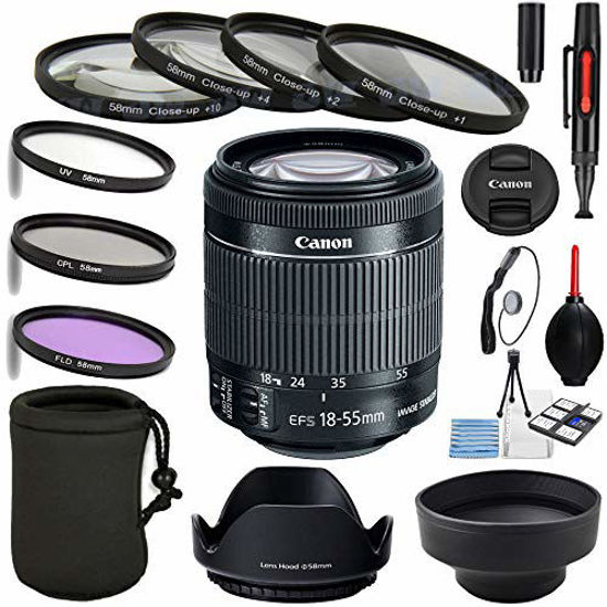 Picture of Canon EF-S 18-55mm f/3.5-5.6 is STM Zoom Lens with UV, CPL, FLD + Close up kit 1,2,4,10 + Tulip Hood + Collapsible Hood+ Lens Pen + dust Blower + Lens Cap + Starter kit