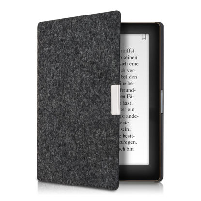 kwmobile Case Compatible with Kobo Clara HD - Book Style Fabric e-Reader  Cover Flip Folio Case - Dark Grey