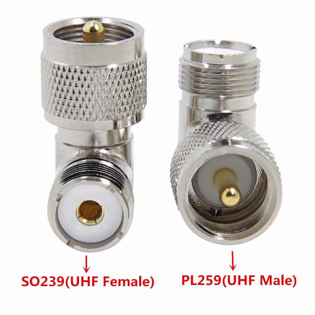 Getuscart Pl259 Right Angle 2 Pack Uhf Male To Female Rf Coax Connector Adapter 90 Degree 3803