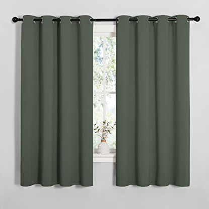 Picture of NICETOWN Thermal Insulated Curtains Blackout Draperies, Window Treatment Solid Grommet Room Darkening Drape Panels for Bedroom (Dark Mallard, Set of 2, 55 by 68 inches Long)