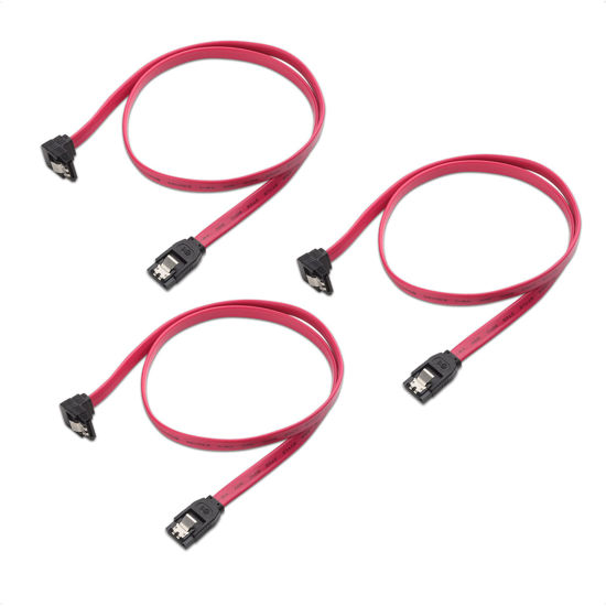 Picture of Cable Matters 3-Pack 90 Degree Right Angle SATA Cable 24 Inches (6.0 Gbps SATA III Cable, SATA Cable for SSD, SATA SSD Cable, SATA 3 Cables) Red