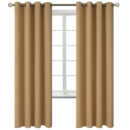 Picture of BGment Blackout Curtains for Bedroom - Grommet Thermal Insulated Room Darkening Curtains for Living Room, Set of 2 Panels (52 x 72 Inch, Khaki)