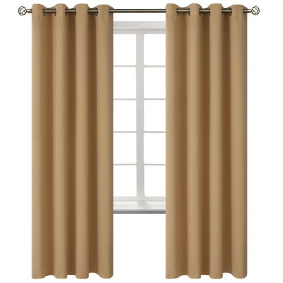 Picture of BGment Blackout Curtains for Bedroom - Grommet Thermal Insulated Room Darkening Curtains for Living Room, Set of 2 Panels (52 x 72 Inch, Khaki)