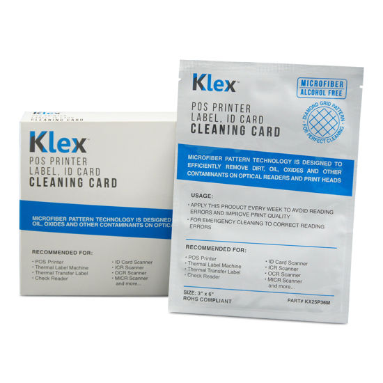 Picture of Klex Microfiber POS Label Thermal Printer Cleaning Card 3 x 6 IPA-Free 25 Cards