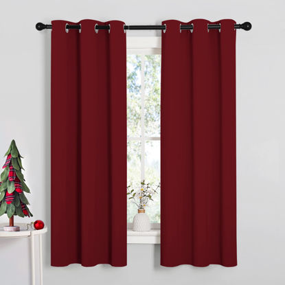 Picture of NICETOWN Burgundy Window Curtains Blackout Drapes, Thermal Insulated Solid Grommet Blackout Curtains/Draperies for Living Room (Burgundy Red, 1 Pair, 34 by 63 inches)