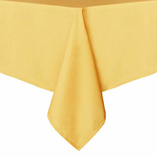 Picture of sancua Rectangle Tablecloth - 60 x 120 Inch - Stain and Wrinkle Resistant Washable Polyester Table Cloth, Decorative Fabric Table Cover for Dining Table, Buffet Parties and Camping, Yellow