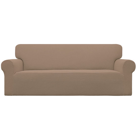 Picture of Easy-Going Stretch Sofa Slipcover 1-Piece Sofa Cover Furniture Protector Couch Soft with Elastic Bottom for Kids, Polyester Spandex Jacquard Fabric Small Checks (Sofa, Camel)