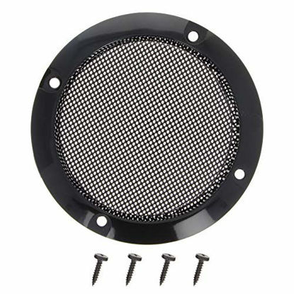 Picture of Jutagoss Speaker Grill 3 inches Black Decorative Round Speaker Cover Cold Rolled Steel Mesh Speaker Cover Audio Accessory 4Pcs