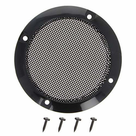 Picture of Jutagoss Speaker Grill 3 inches Black Decorative Round Speaker Cover Cold Rolled Steel Mesh Speaker Cover Audio Accessory 4Pcs