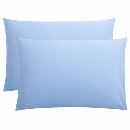 Picture of FLXXIE 2 Pack Microfiber Queen Pillow Cases, 1800 Super Soft Pillowcases with Envelope Closure, Wrinkle, Fade and Stain Resistant Pillow Covers, 20x30, Sky Blue