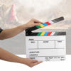 Picture of Acrylic Director Scene Clapboard Director's Film Clapboard TV Movie Action Board Film Cut Prop with Pen, Easy Wipe Cut Action Scene Clap Board Slate for Shoot Props/Advertisement(Color/White)