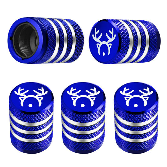 Picture of Tire Valve Stem Cap Cover - (5 Pack) Tire Air Cap Corrosion Christmas Reindeer Antler Antlers Auto Accessories Decoration for Car Truck Bike