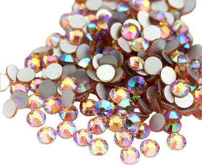 Picture of Jollin Glue Fix Crystal Flatback Rhinestones Glass Diamantes Gems for Nail Art Crafts Decorations Clothes Shoes(ss20 1440pcs, Topaz AB)