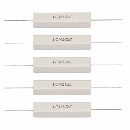 Picture of Hakeeta 10PCS Speaker Divider Cement Resistor, Speaker Divider Ceramic Resistor Kit 10W for Power Adapters, Audio Equipment, Audio, Crossovers, Instruments, Meters.(1 ohm)