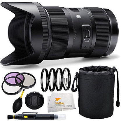 Picture of Sigma 210101 18-35mm F1.8 DC HSM Lens for Canon APS-C DSLRs (Black) + 12 Piece Deluxe Accessory Package Kit