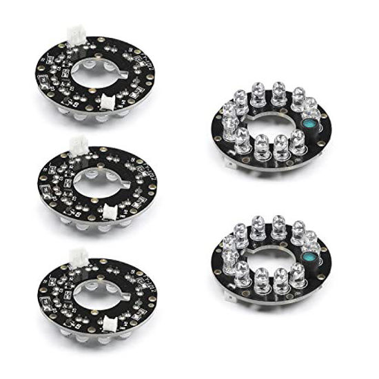 Picture of Bettomshin 5Pcs OD 1.5 Inch IR Infrared Illuminator Board, 60 Degree Round Plate Bulb for CCTV Security Cameras Monitoring Night Vision