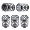 Picture of Tire Valve Stem Cap Cover - (5 Pack) Tire Air Caps Metal with Plastic Liner Corrosion Resistant Leak-Proof Snow Snowflake for Car Motorcycle Bike