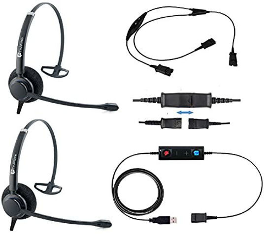 Picture of Professional USB Headset Training Solution (Includes 2 x TruVoice HD-100 Single Ear Noise Headsets with Noise Canceling Microphone, USB Cable and Training Y Cable)