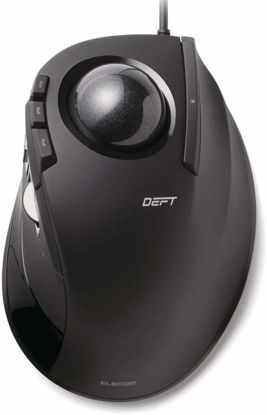 Picture of ELECOM DEFT Trackball Mouse, Wired, Finger Control, 8-Button Function with Smooth Tracking, Ergonomic Design, Optical Gaming Sensor, Windows11, macOS (M-DT1URBK)