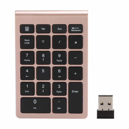 Picture of V BESTLIFE Numeric Keypad, 22 Keys 2.4G Wireless Mini USB Ergonomic Keyboard with Receiver (Rose Gold)