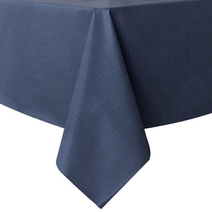 Picture of sancua 100% Waterproof Rectangle PVC Tablecloth - 60 x 84 Inch - Oil Proof Spill Proof Vinyl Table Cloth, Wipe Clean Table Cover for Dining Table, Buffet Parties and Camping, Greyish Blue