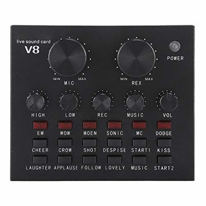 Picture of Ciglow V8 Live Sound Card,Mutifunctional Sound Card Intelligent Volume Adjustable Multiple Funny Sound Effect with 12 Kinds of Electronic Sounds