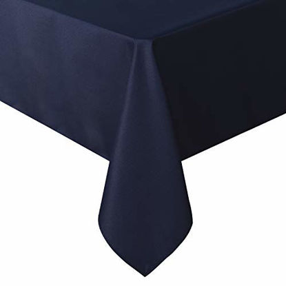 Picture of sancua Rectangle Tablecloth - 60 x 120 Inch - Stain and Wrinkle Resistant Washable Polyester Table Cloth, Decorative Fabric Table Cover for Dining Table, Buffet Parties and Camping, Navy