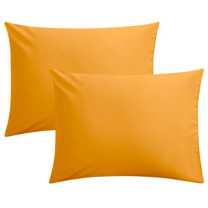 Picture of FLXXIE 2 Pack Microfiber Standard Pillow Cases, 1800 Super Soft Pillowcases with Envelope Closure, Wrinkle, Fade and Stain Resistant Pillow Covers, 20x26, Ginger Yellow