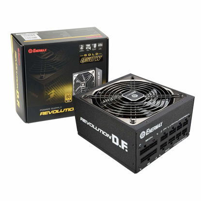 Picture of Enermax Revolution DF 850W - 80 PLUS Gold Certified PSU, Full-Modular Power Supply, 135mm Silent Fan, Black Flat Cable, ATX Compact 160mm Size, 7 Year Warranty