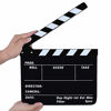 Picture of Acrylic Clapboard Video Slate Clapper Director's Film Cut Action Scene Board with Sticks Dry Erase Production Slate (Large 11.8x9.6 Inches, Black)