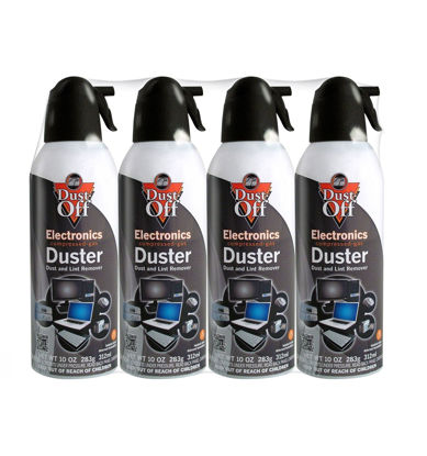 Picture of Dust-Off Falcon Compressed Gas (152a) Disposable Cleaning Duster 4 Count, 10 oz. Can (DPSXL4T), Black