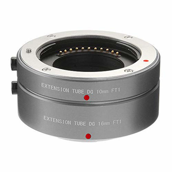 Picture of FOTGA Metal Auto Focus Macro Extension Tube 10mm+16mm Set for Micro Four Thirds MFT M4/3 Mount GH1/2/3 GH4 GH5 GH5s E-PM1 E-PM2 E-PL1/2/3 E-M10 II III E-PL7/8/9 Pen-F Cameras (Grey)