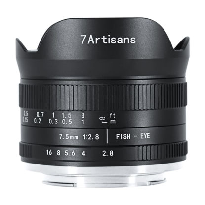 Picture of 7artisans 7.5mm f2.8 Mark II Fisheye Lens Wide Angle Manual Focus Fixed for Sony E-Mount Mirrorless Camera A6300 A6400 A6500 NEX-3 NEX-3N NEX-5T NEX-5R A7 A7II A7RIII