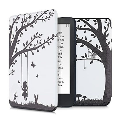 Picture of kwmobile Case Compatible with Kobo Clara HD - Case PU e-Reader Cover - Girl Tree Swing Black/White