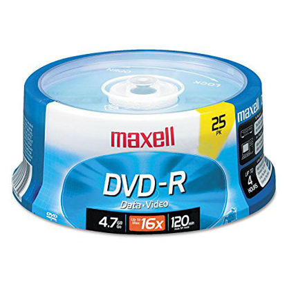 Picture of Maxell DVD-R Recordable Media Spindle, 4.7GB/120 Minutes, Pack of 25