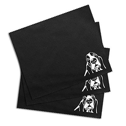 Picture of WIRESTER 3 Pack Microfiber Cloth 7.1 x 5.9 inches, Great for Camera Lens, Glasses, Cell Phones, Screens, DVD, Computers, Tablets, Laptops - Basset Hound Dog