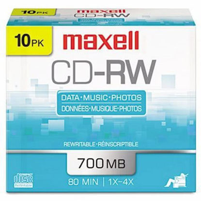 Picture of Maxell CD-RW Discs, 700MB/80min, 4x, Silver, 10/Pack (MAX630011)