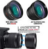 Picture of 58mm Lens Kit for Canon EOS Rebel T8i T7i T7 T6i T6S T6 T5i T5 SL2 SL3 EOS 90D 80D 77D 70D 60D EOS 9000D 800D 760D 1300D 1200D DSLR Camera w/ 2X Telephoto/Wide Angle Lenses, Filters, UV