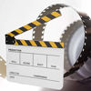 Picture of Clapboard,Acrylic Director Scene Clapperboard TV Movie Action Board Film Cut Prop with Pen(Black and Yellow whiteboard PAV1YWE3)