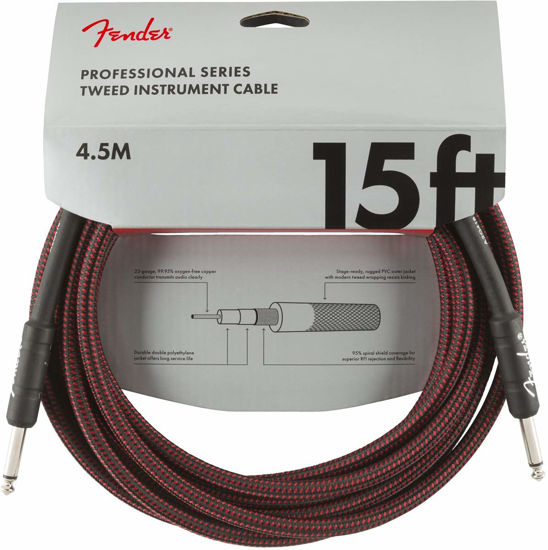 Picture of Fender Professional Series Tweed Instrument Cable, Straight/Straight, Red, 15ft